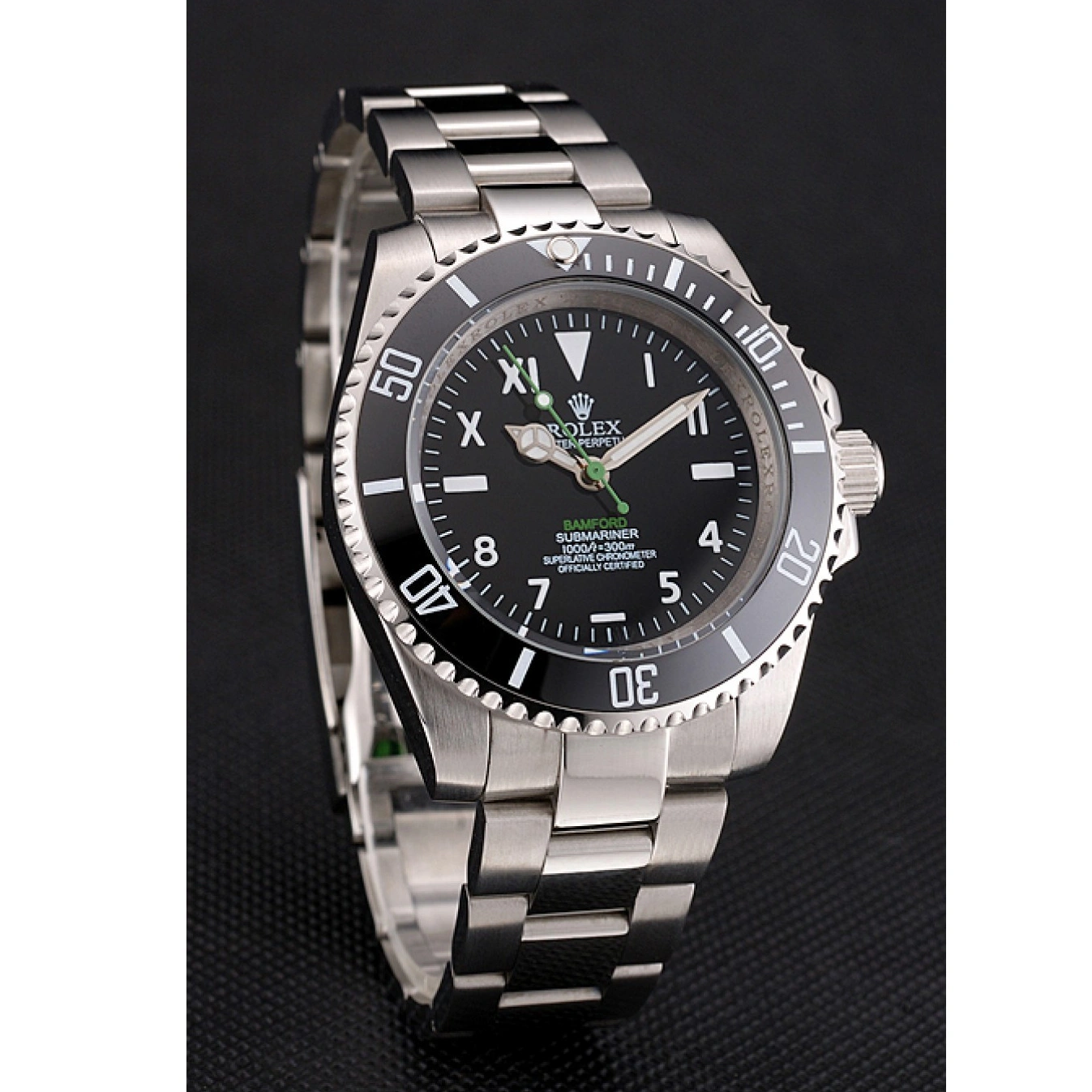 Aaa replica Dial Bezel Black Bamford Case Submariner Black With Steel Bracelet Rolex Roman Stainless Numerals And 1028
